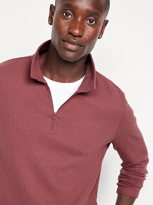 Image number 7 showing, Quarter-Zip Waffle Polo Sweater