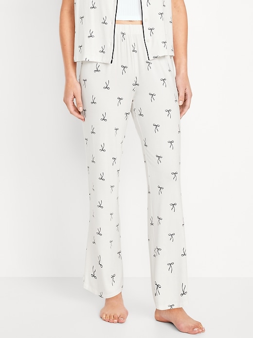 Image number 1 showing, Mid-Rise Knit Jersey Pajama Pant