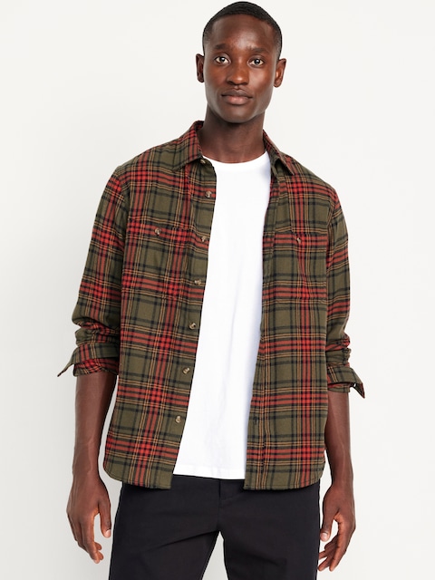 Chemise en flanelle à poche - Vert