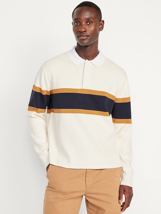 Image number 1 showing, Rugby Stripe Polo Sweater