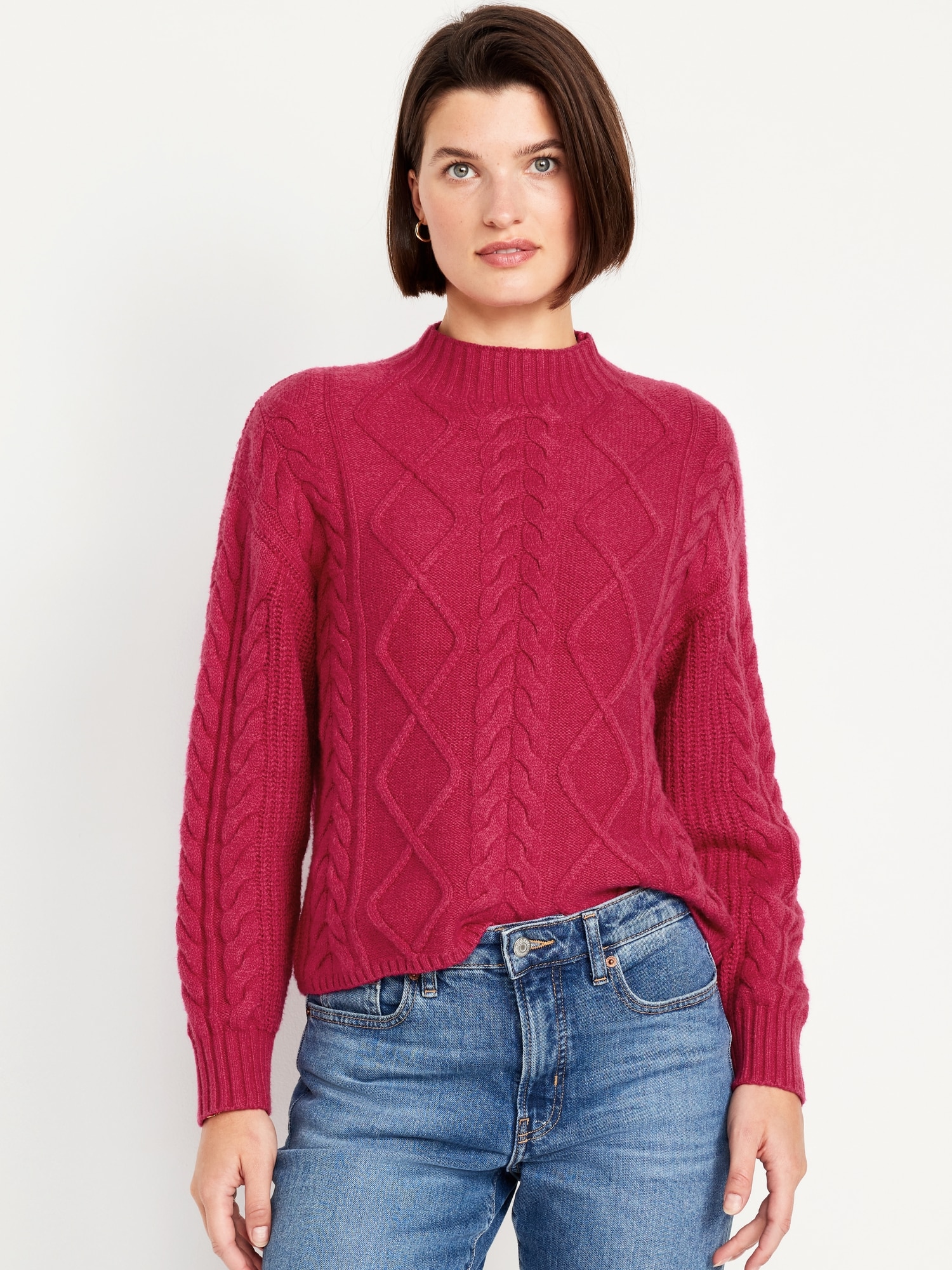 SoSoft Crop Cable-Knit Sweater - Pink