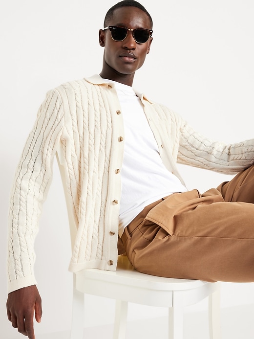 Image number 3 showing, Button-Down Cable-Knit Sweater