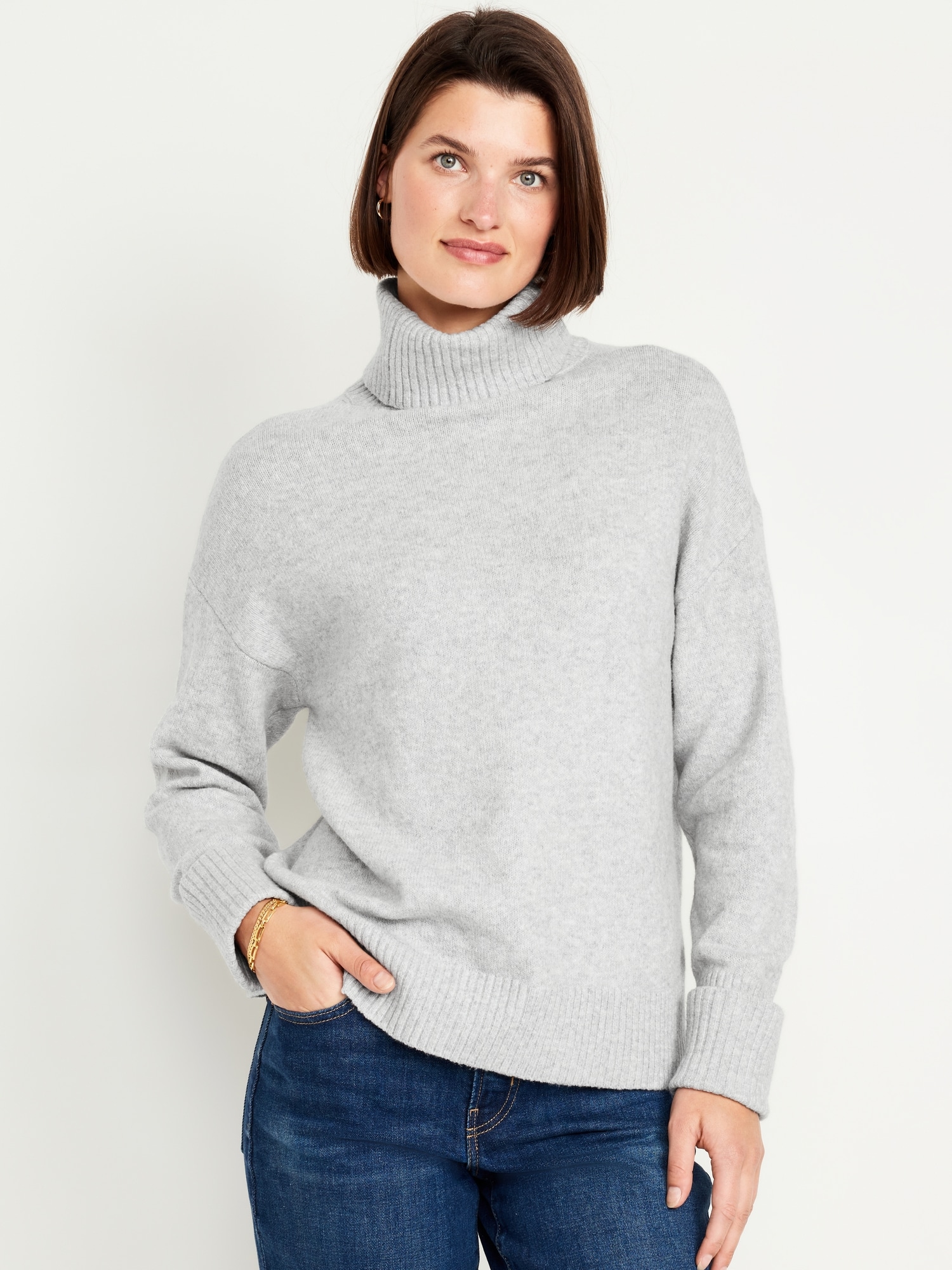 SoSoft Turtleneck Tunic Sweater - Gray