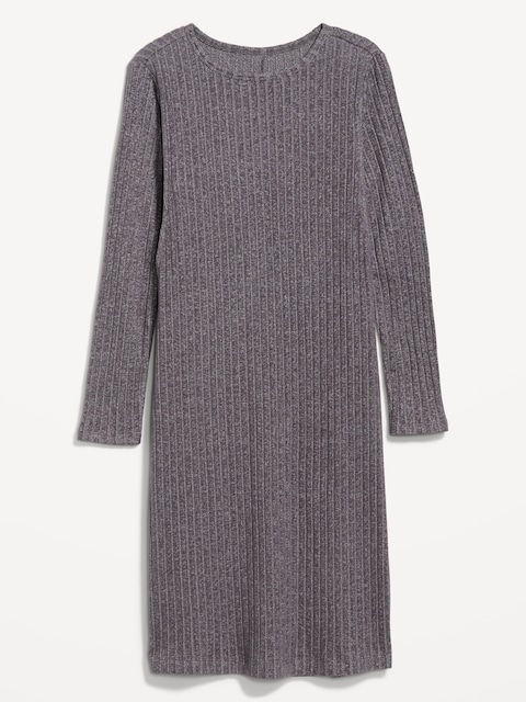Maternity Long-Sleeve Nursing Dress - Gray