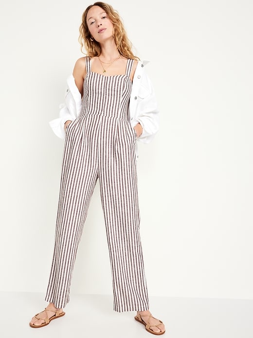 Image number 4 showing, Fit & Flare Linen-Blend Jumpsuit