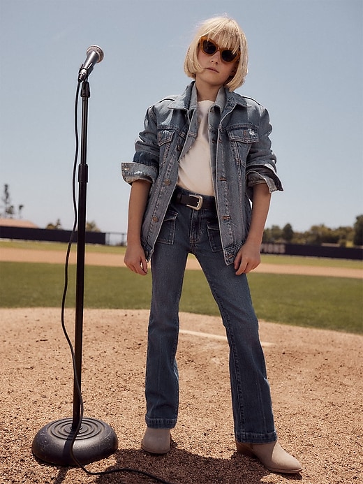 Image number 3 showing, High-Waisted Utility Pocket Flare Jeans for Girls