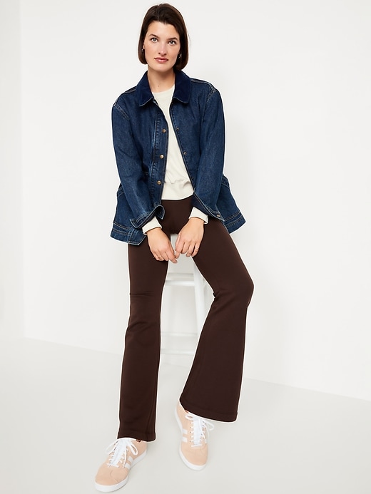 Image number 3 showing, High-Waisted Fleece-Lined Flare Leggings