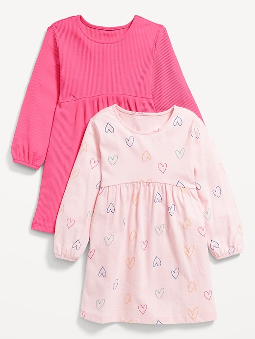 Voir une image plus grande du produit 1 de 3. Robe à manches longues pour toute-petite fille (paquet de 2)