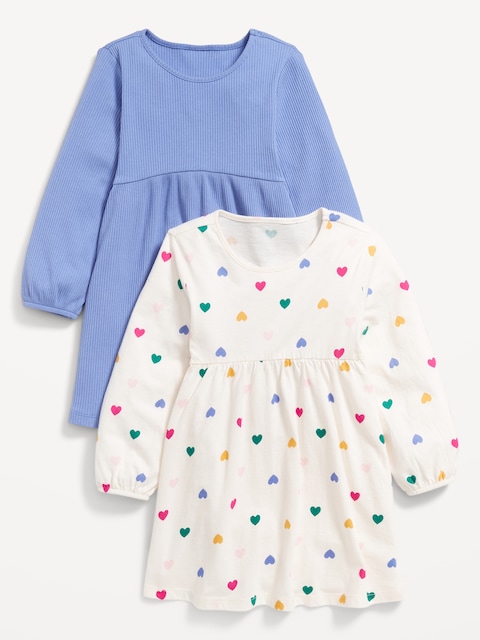ROBE À MANCHES LONGUES POUR TOUTE-PETITE FILLE (PAQUET DE 2)