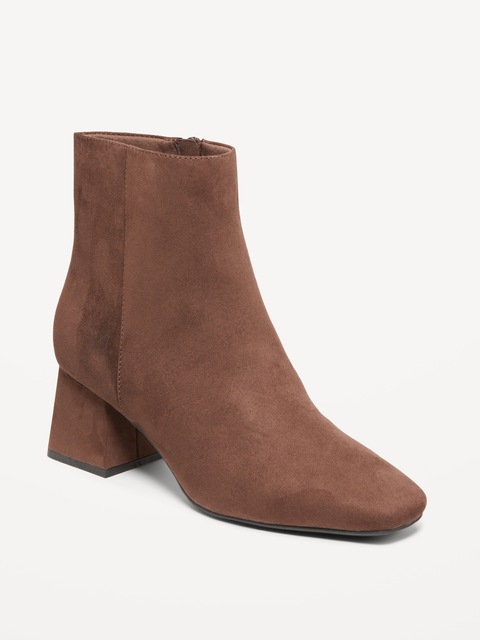 Bottes en faux suède à bout carré