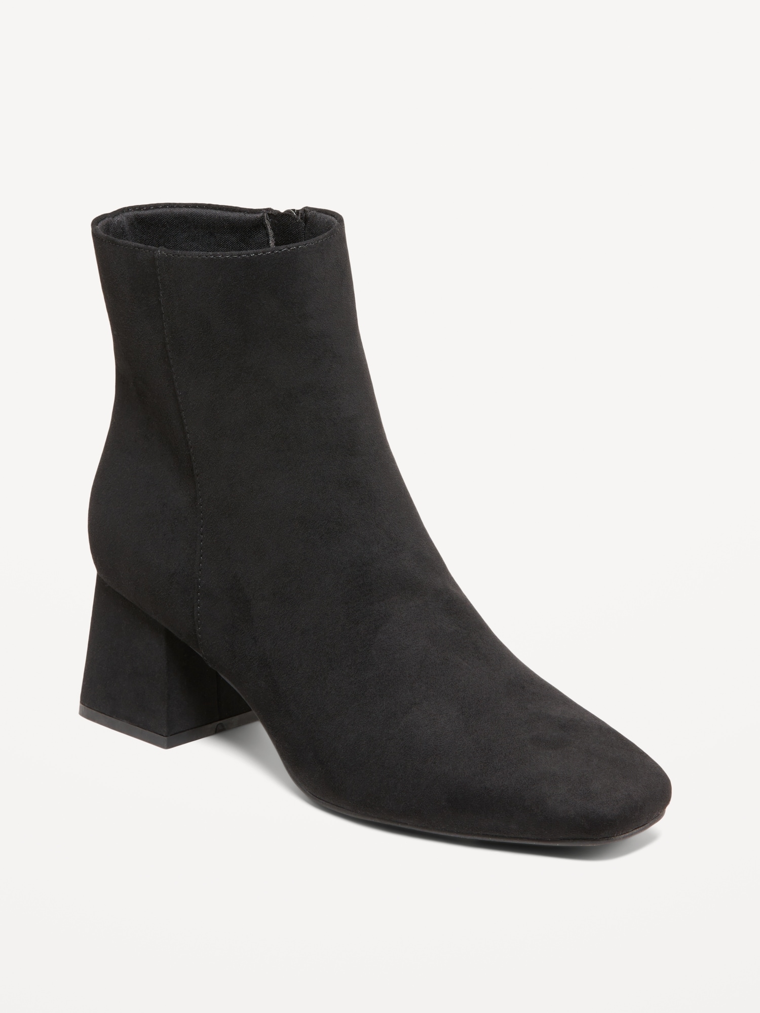 Faux Suede Square Toe Boots