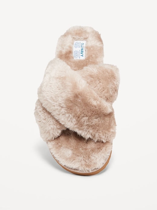 Image number 5 showing, Faux-Fur Cross-Front Slippers