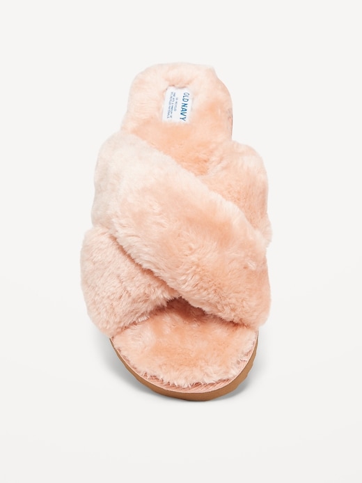 Image number 6 showing, Faux-Fur Cross-Front Slippers