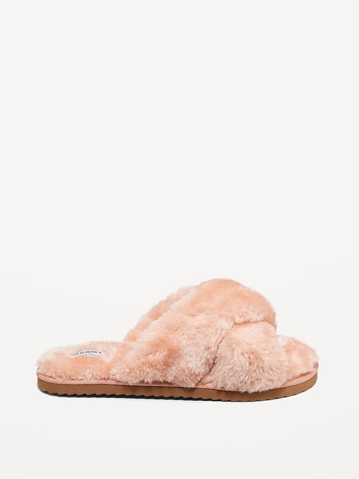 Image number 7 showing, Faux-Fur Cross-Front Slippers