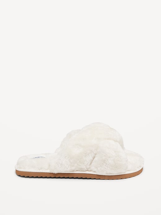 Image number 3 showing, Faux-Fur Cross-Front Slippers