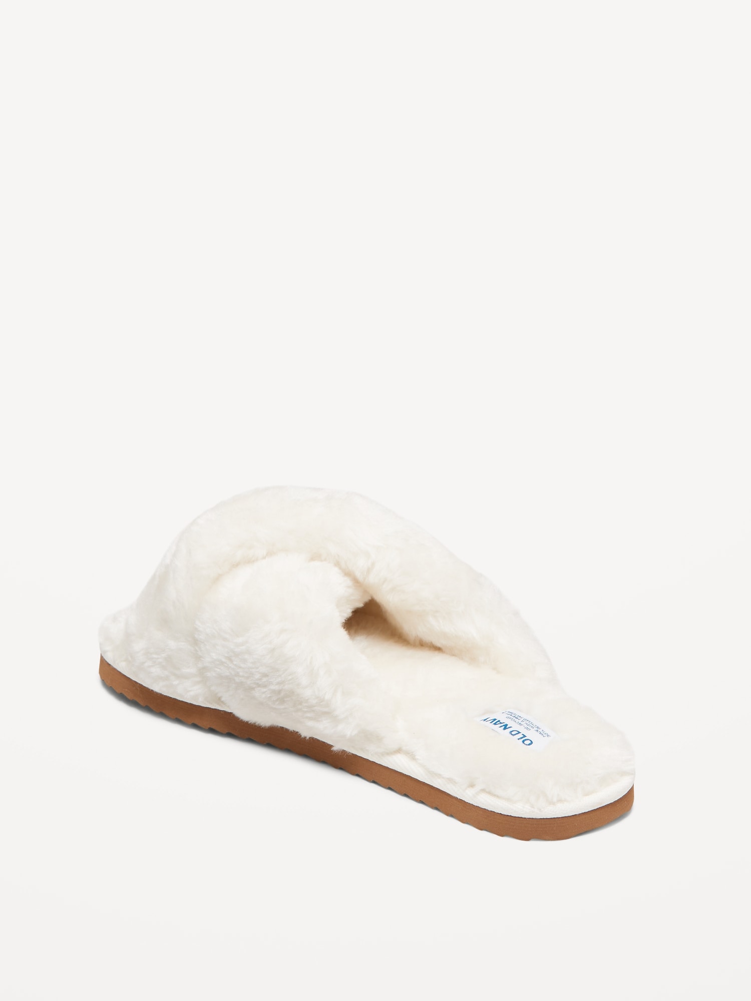 Faux-Fur Cross-Front Slippers