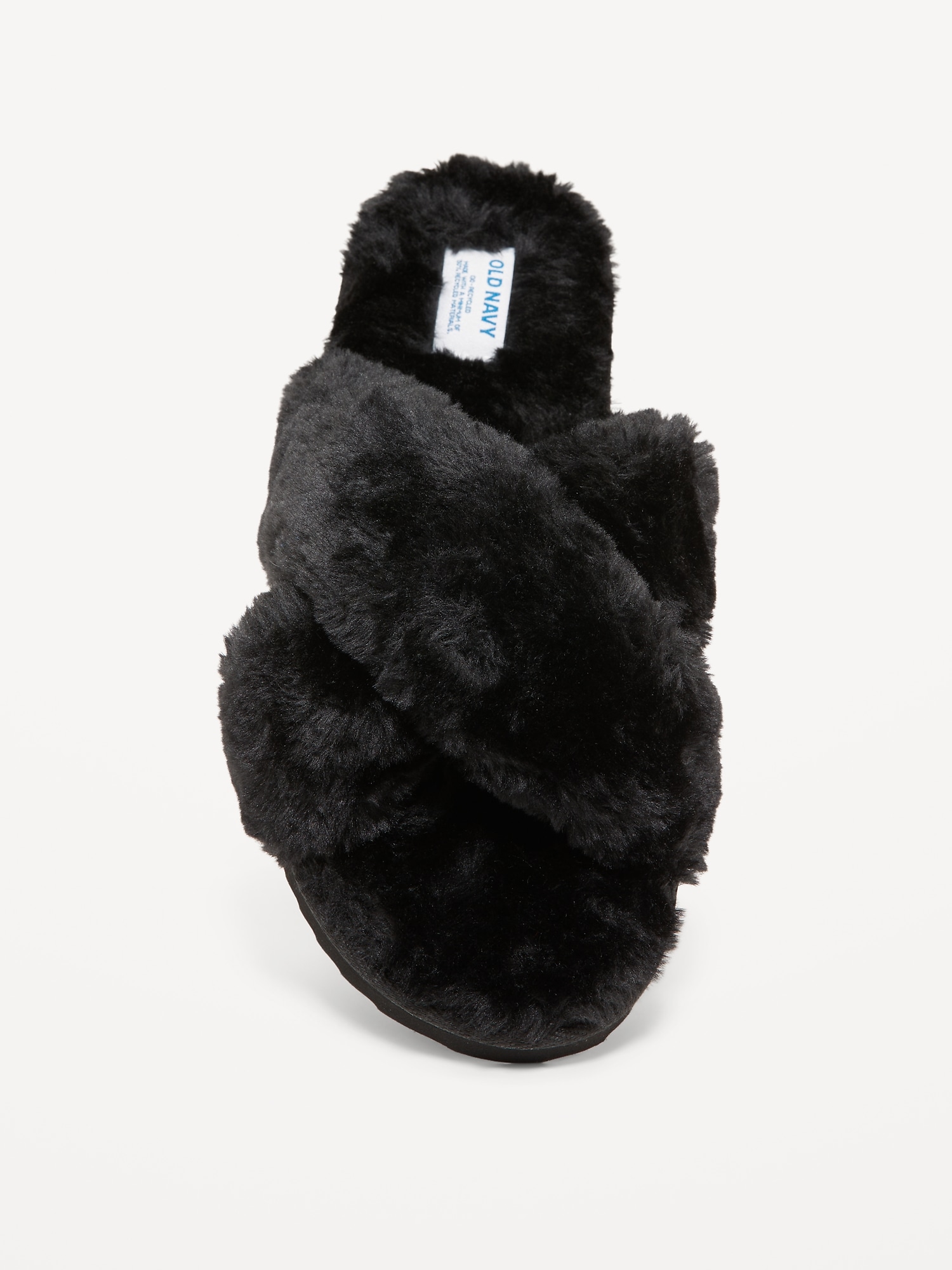 Faux-Fur Cross-Front Slippers