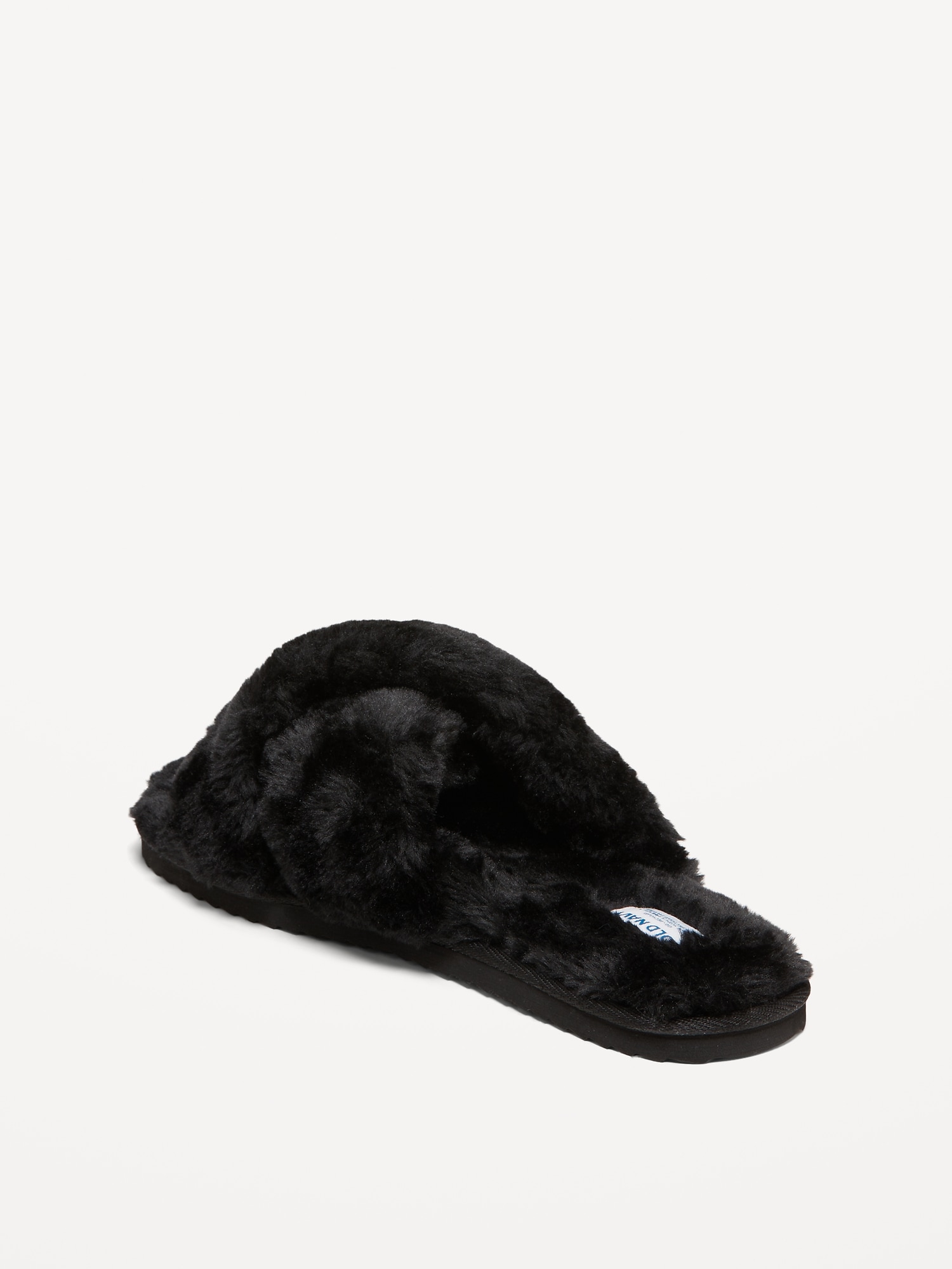 Faux-Fur Cross-Front Slippers