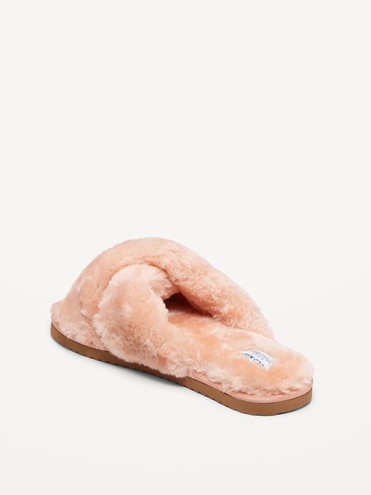 Image number 8 showing, Faux-Fur Cross-Front Slippers