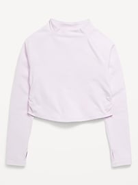 View large product image 3 of 5. PowerChill Mock-Neck Side-Ruched Top for Girls