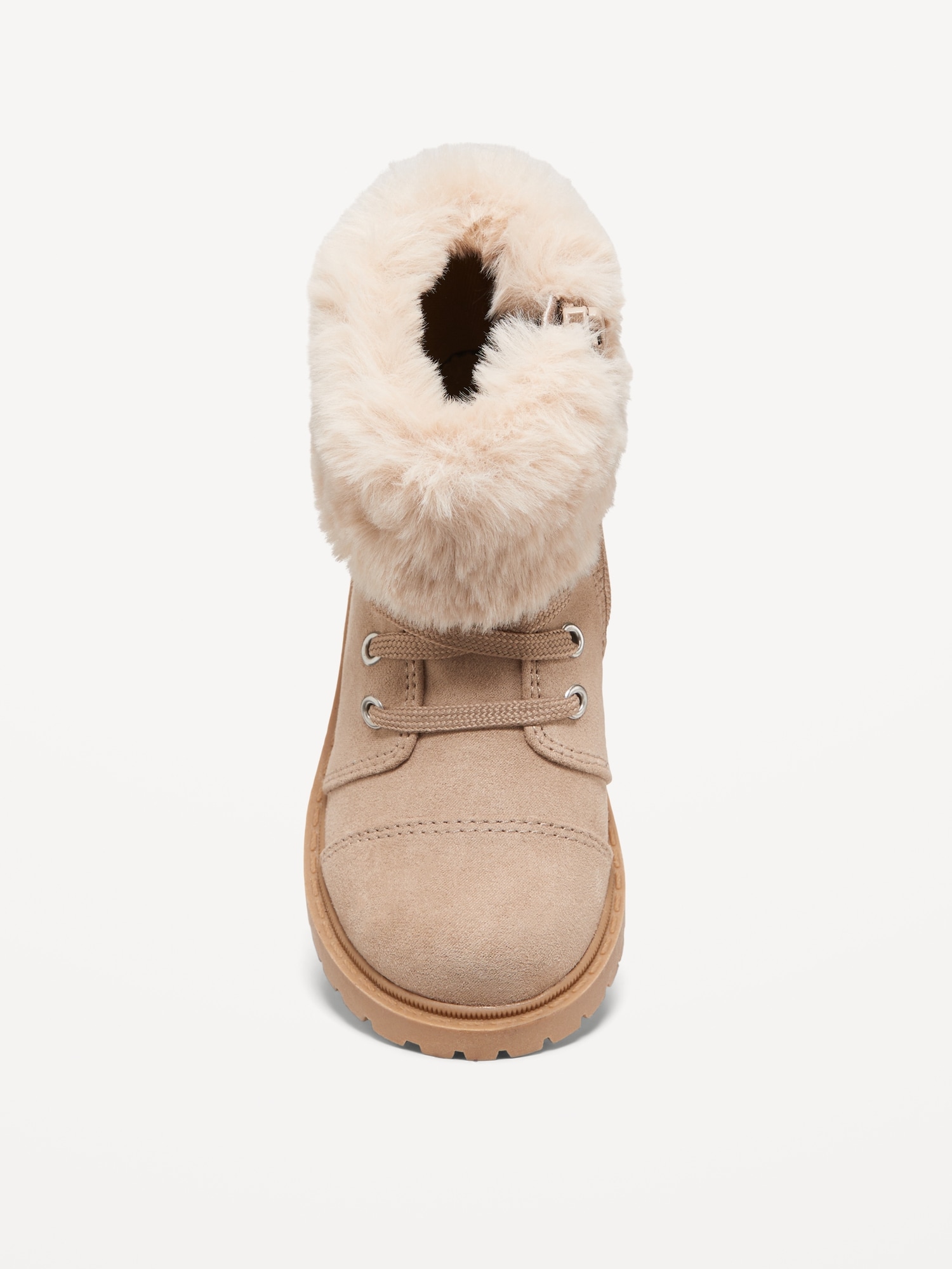 Faux-Fur Cuff Lace-Up Boots for Toddler Girls