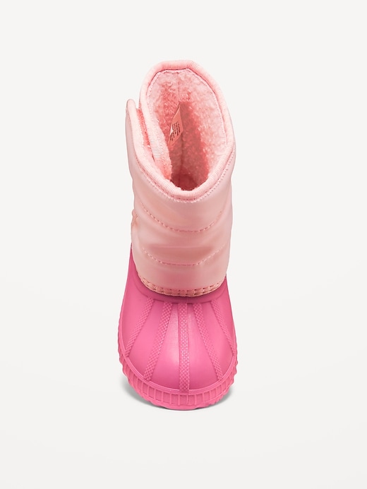 Voir une image plus grande du produit 2 de 4. Bottes en toile lourde de couleurs contrastantes pour toute-petite fille