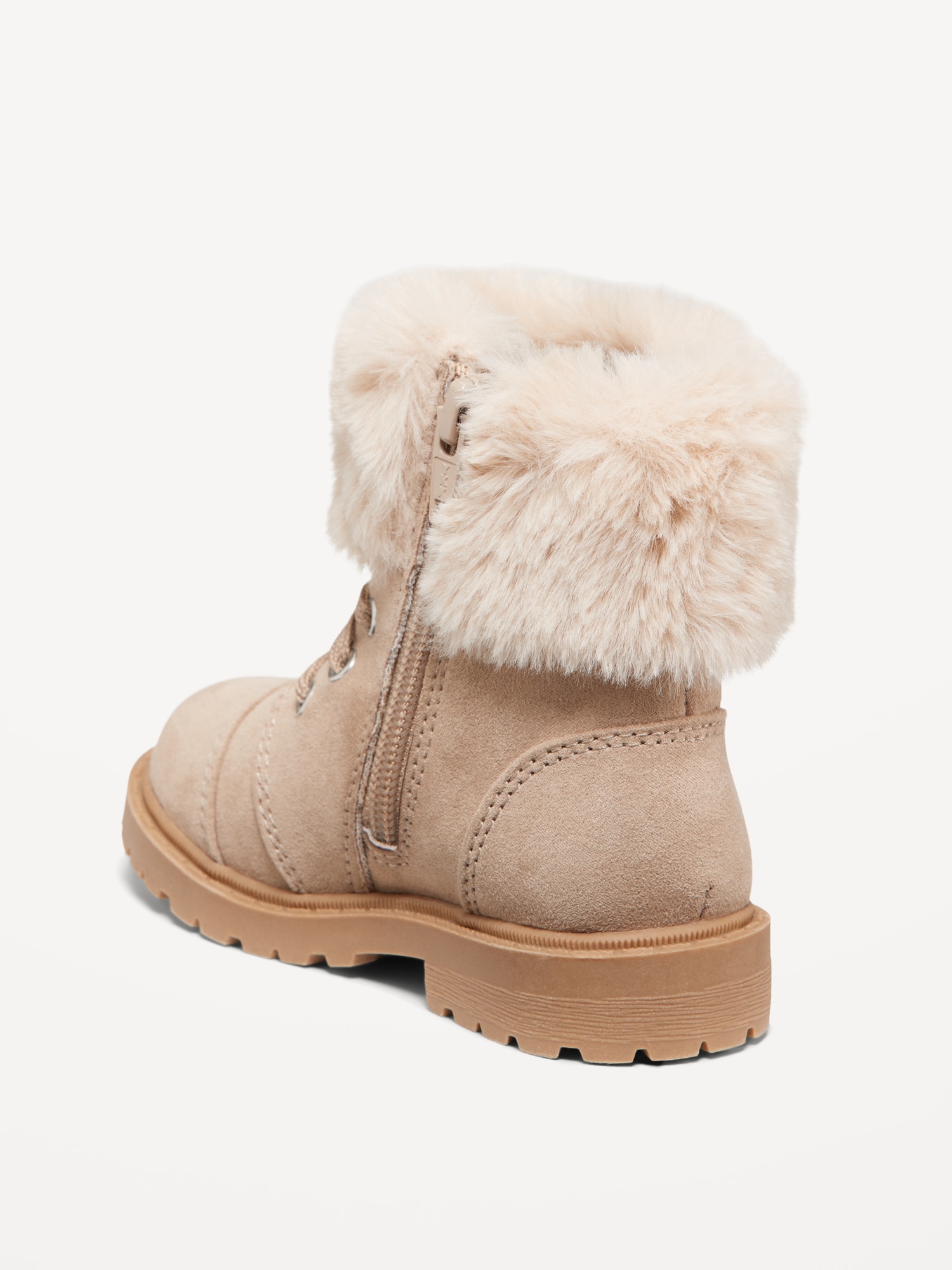 Faux-Fur Cuff Lace-Up Boots for Toddler Girls