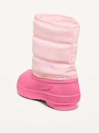 Voir une image plus grande du produit 3 de 4. Bottes en toile lourde de couleurs contrastantes pour toute-petite fille