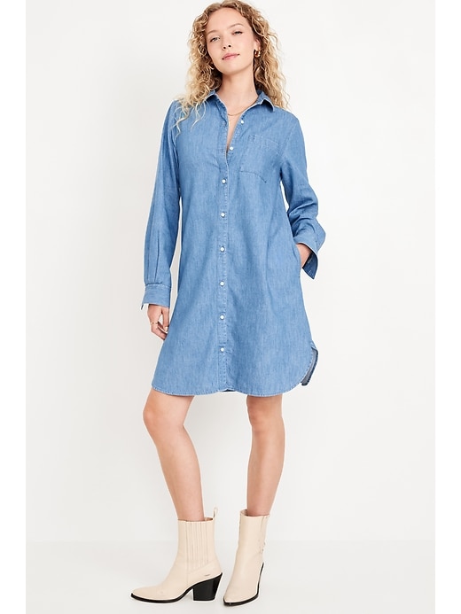 Image number 1 showing, Jean Mini Shirt Dress