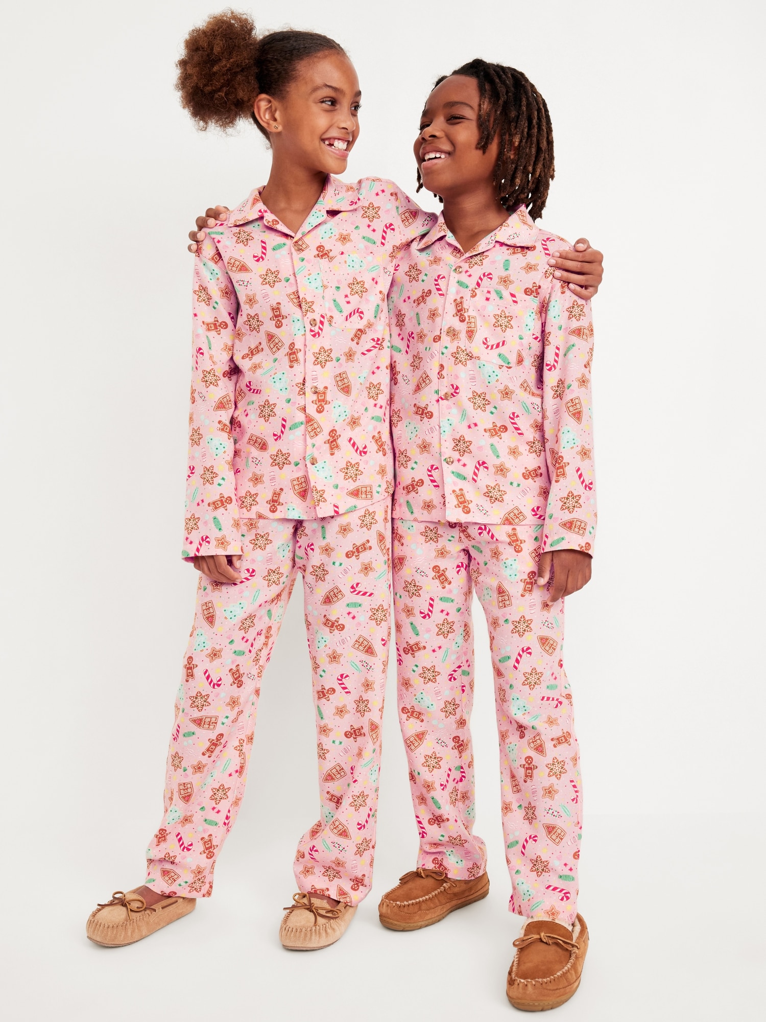 Gender-Neutral Printed Button-Front Pajama Set for Kids