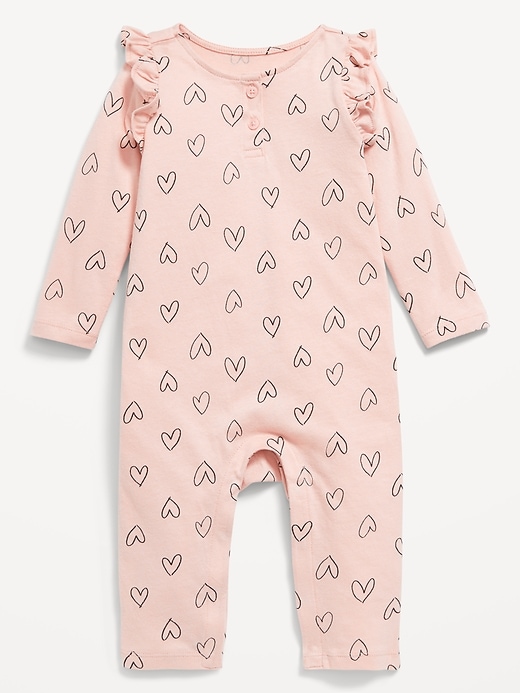 View large product image 1 of 1. Printed Ruffle-Trim Jumpsuit for Baby