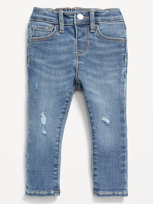 Voir une image plus grande du produit 1 de 2. Jegging Rockstar à ourlet effiloché à extensibilité 360° à taille haute pour toute-petite fille