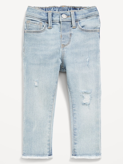 Voir une image plus grande du produit 1 de 1. Jegging Rockstar à ourlet effiloché à extensibilité 360° à taille haute pour toute-petite fille