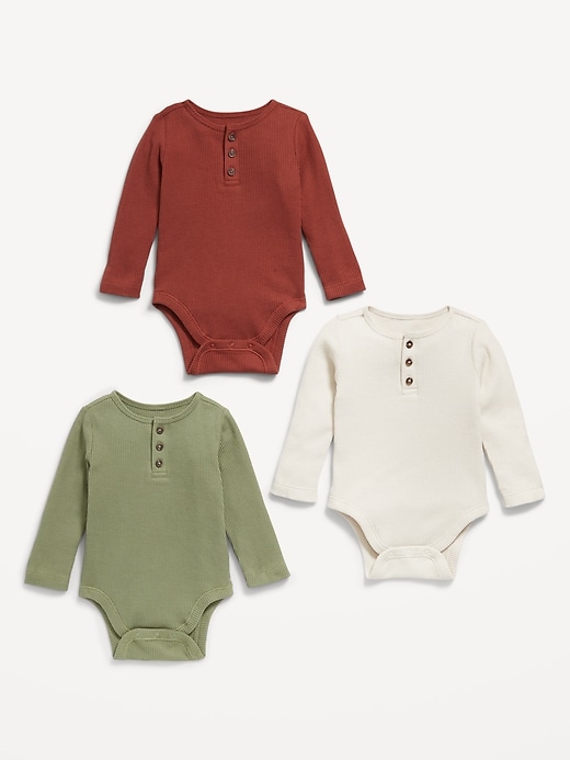 Voir une image plus grande du produit 2 de 2. Cache-couche henley en tricot isotherme à manches longues pour bébé (paquet de 3)