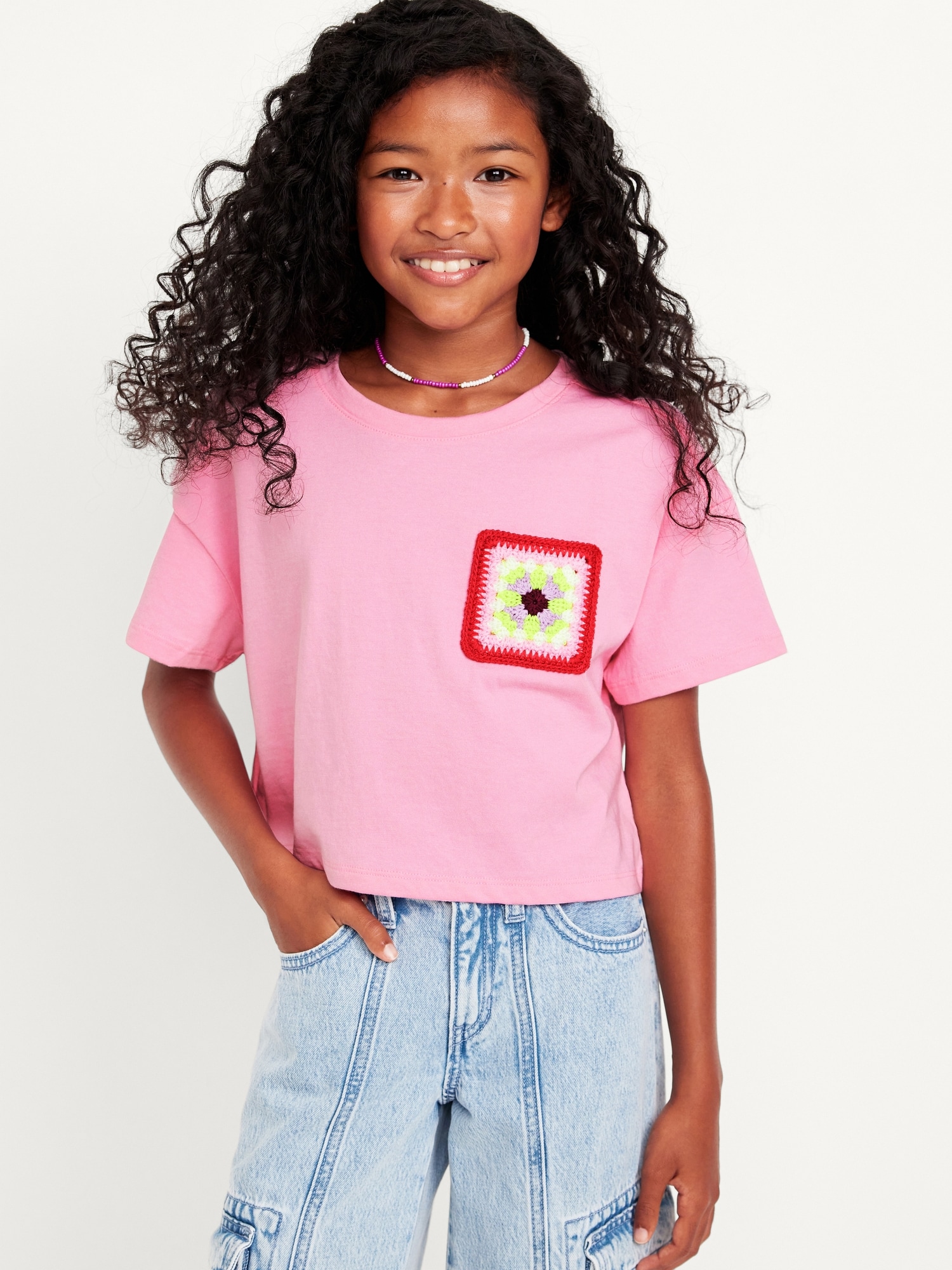 Oversized Embroidered Graphic T-Shirt for Girls