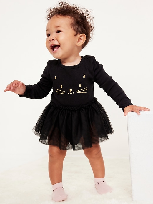 Voir une image plus grande du produit 1 de 2. Robe tutu cache-couche à imprimé et à manches longues pour bébé