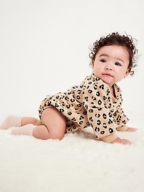 Image number 1 showing, Printed Long-Sleeve One-Piece Romper for Baby