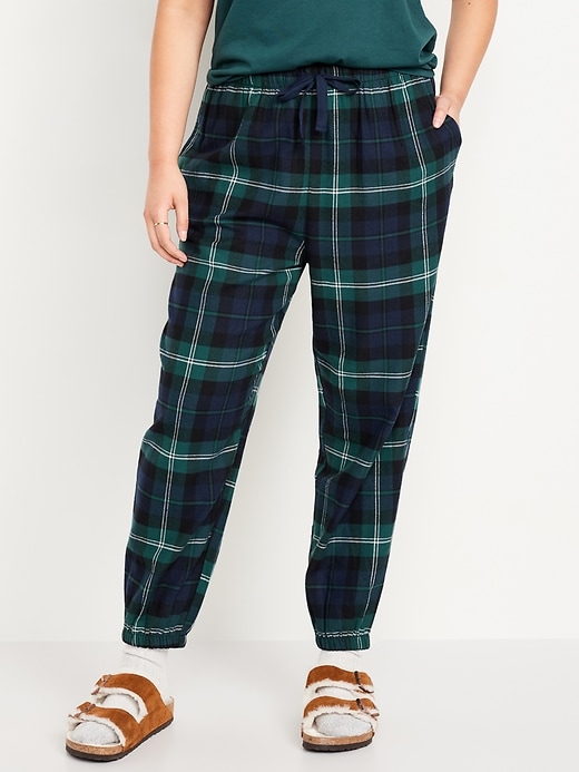 L'image numéro 5 présente Pantalon de jogging de pyjama en flanelle à taille haute pour femme