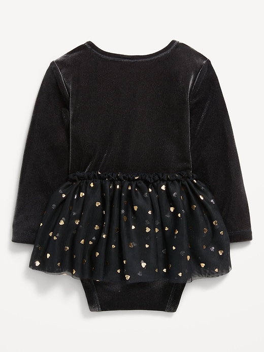 View large product image 2 of 2. Long-Sleeve Wrap-Front Velvet Bodysuit Tutu Dress for Baby