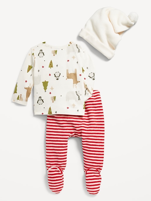 View large product image 2 of 3. Printed T-Shirt, Footed Microfleece Pants and Beanie Set for Baby