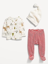 View large product image 3 of 3. Printed T-Shirt, Footed Microfleece Pants and Beanie Set for Baby