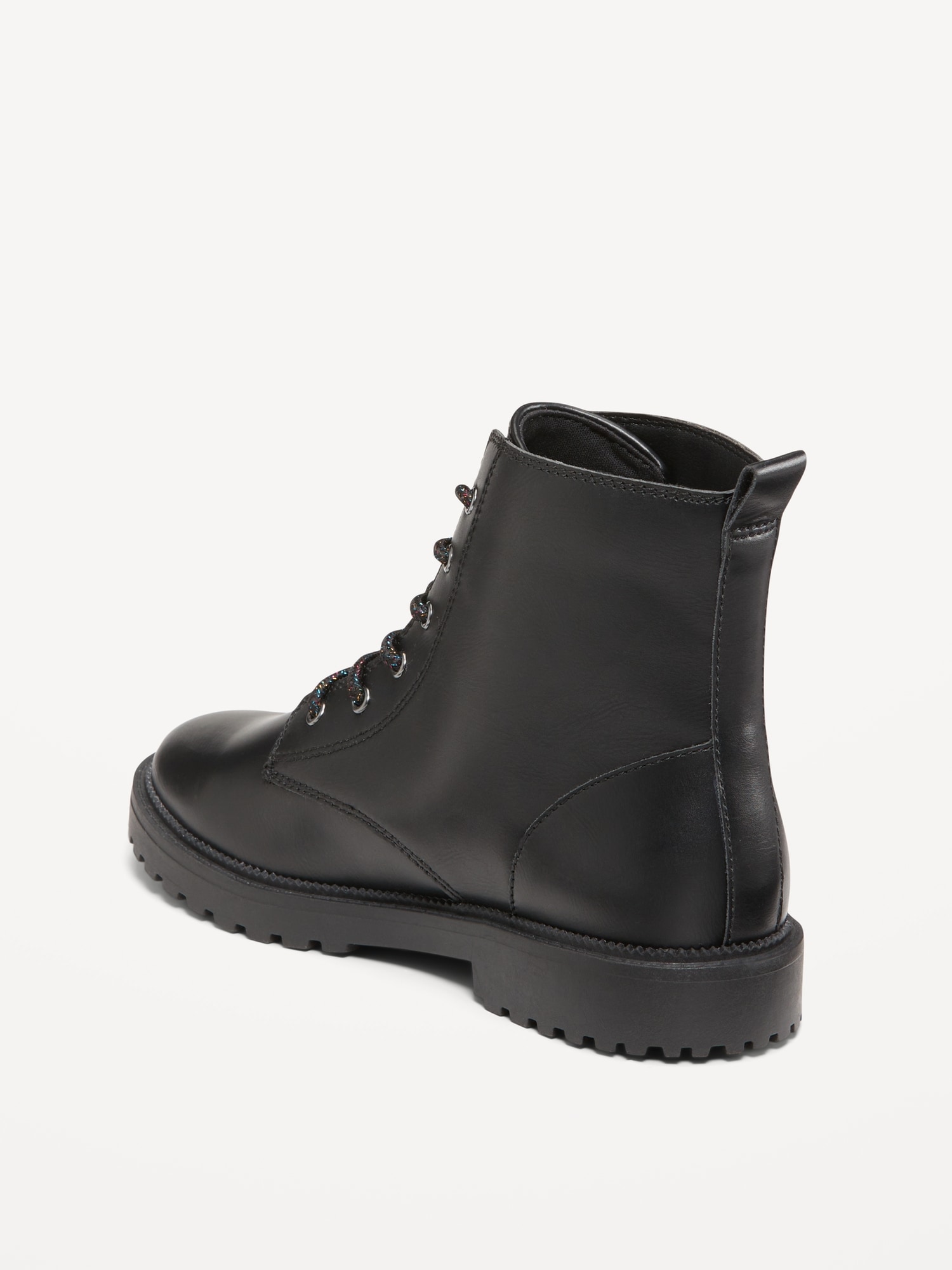 Shiny Faux-Leather Side-Zip Combat Boots for Girls