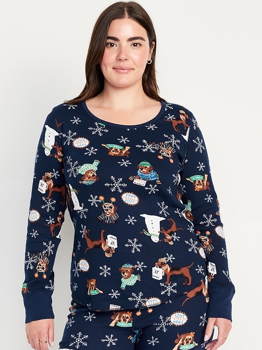 Image number 4 showing, Printed Waffle Pajama Top