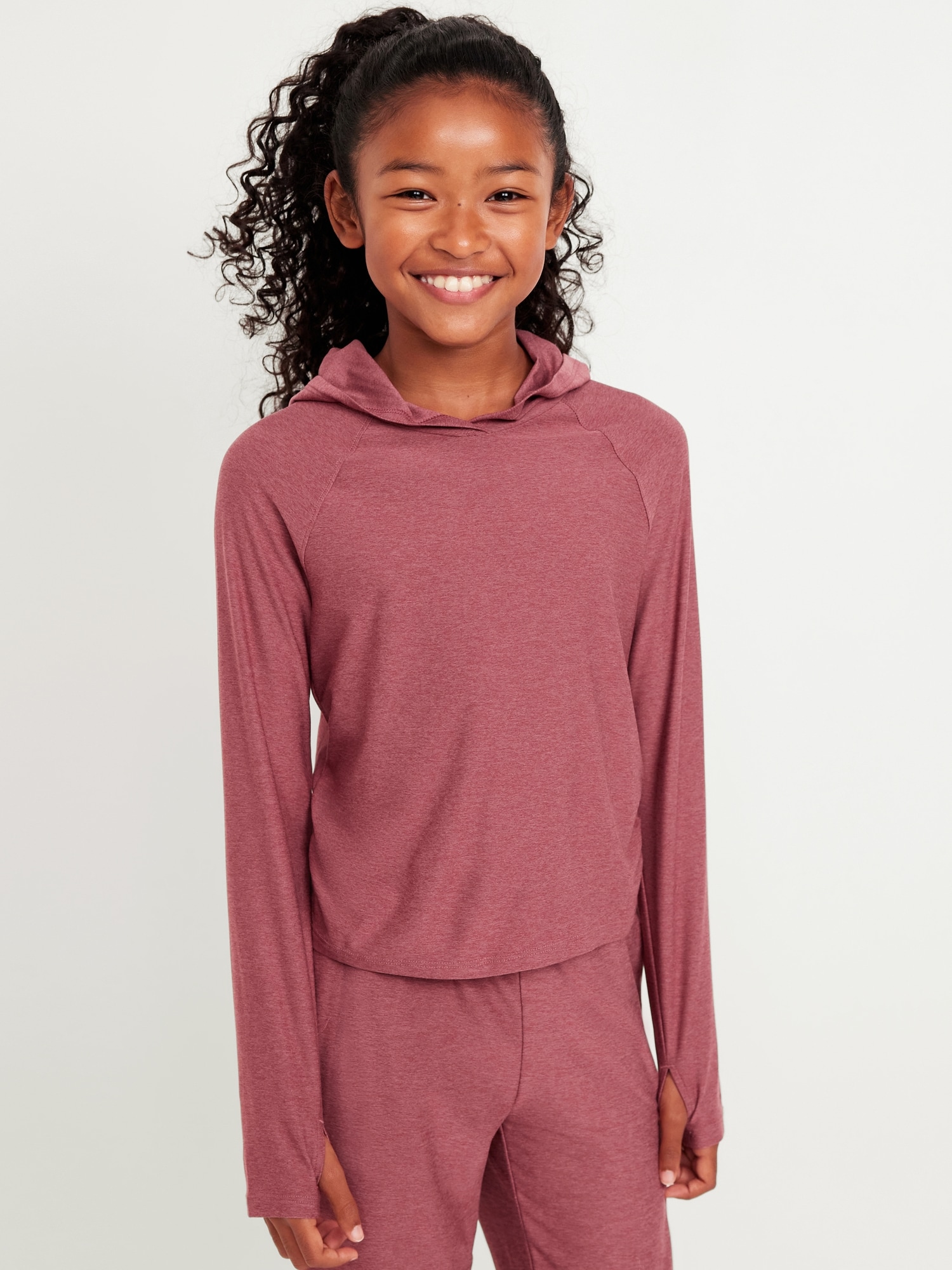 CloudMotion Side-Ruched Hoodie for Girls