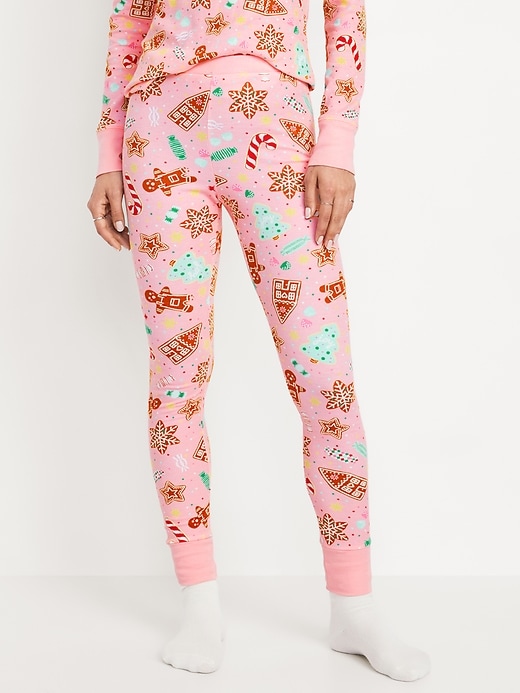 L'image numéro 1 présente Legging de pyjama gaufré à taille haute et à motif