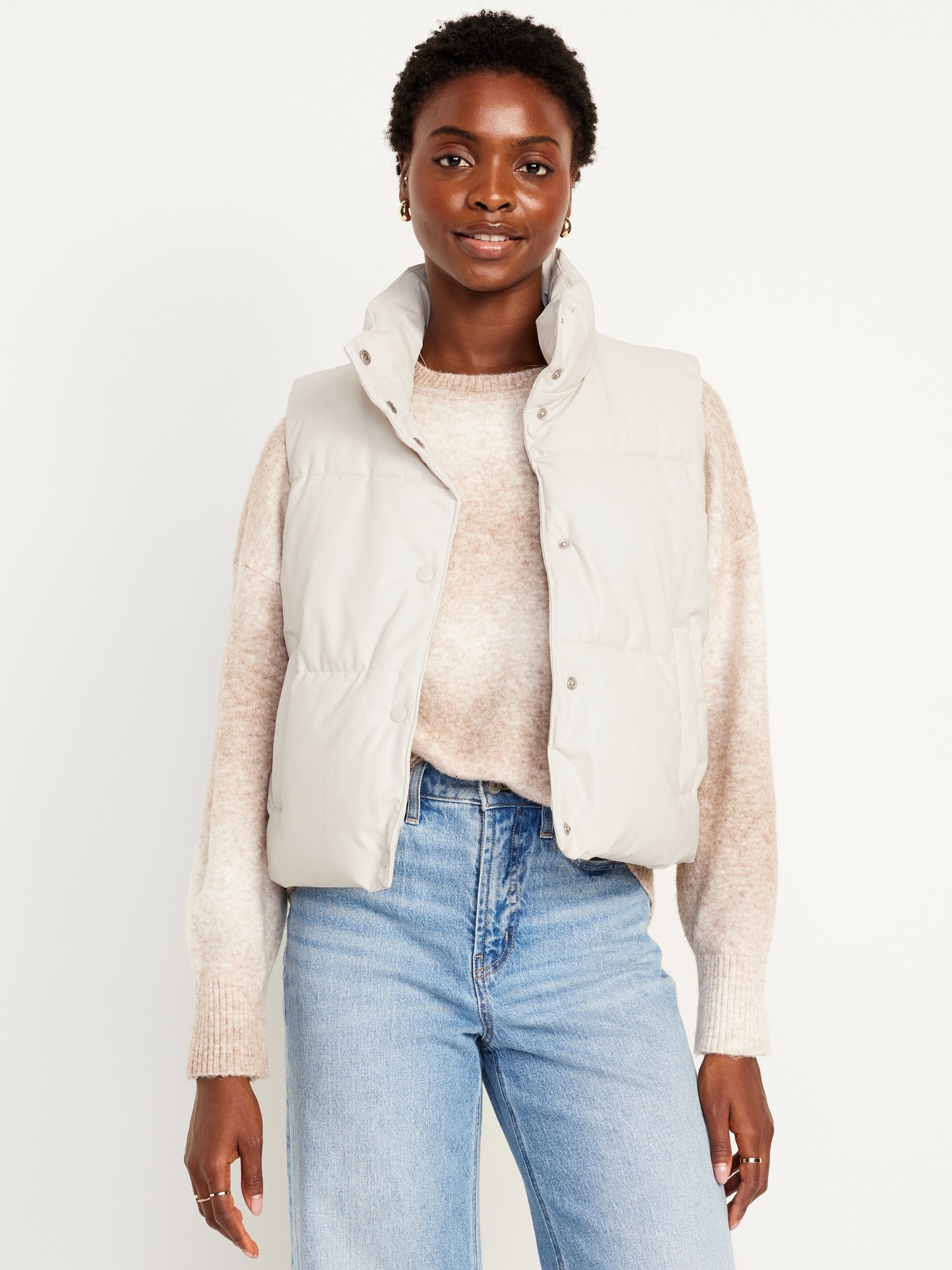 Faux Leather Puffer Vest Old Navy