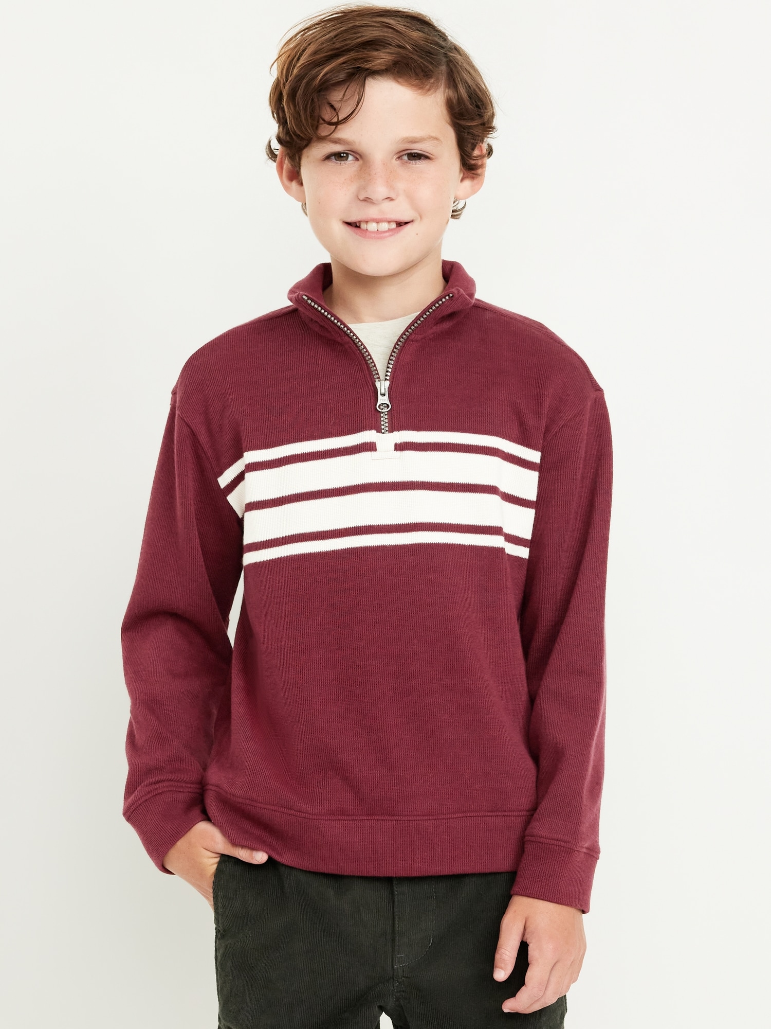 French Rib Quarter-Zip Sweater for Boys