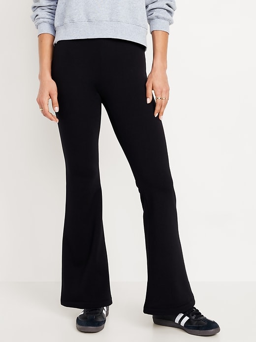 Image number 1 showing, High-Waisted Fleece-Lined Flare Leggings