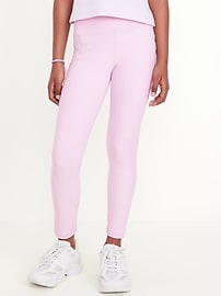 Image number 1 showing, High-Waisted PowerSoft 7/8-Length Side-Pocket Leggings for Girls