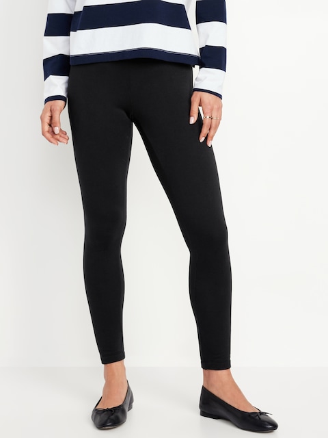 Legging tendance à taille haute à superposer avec doublure en molleton - Noir De Jais